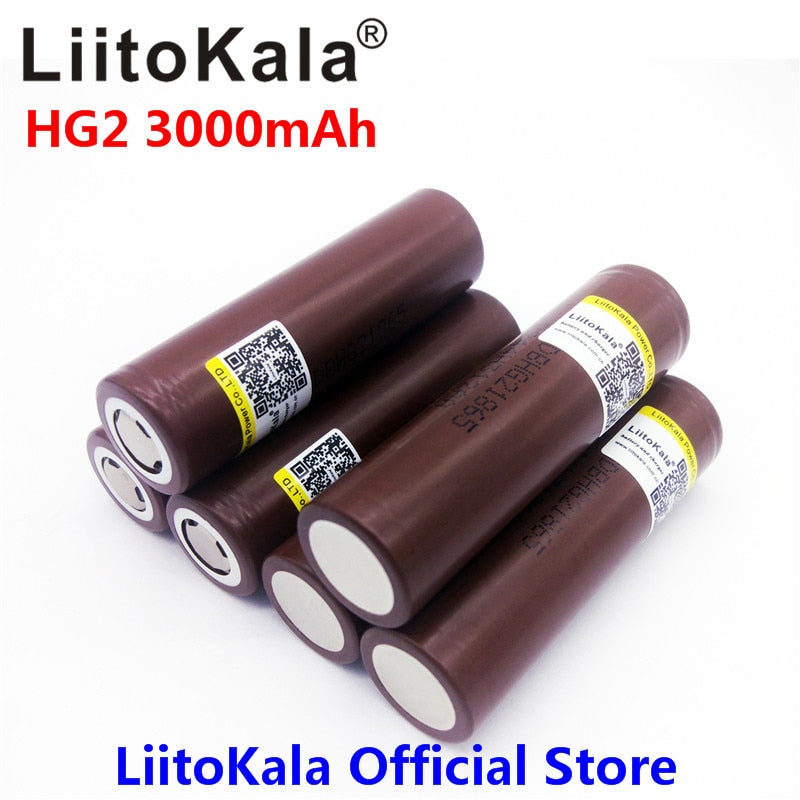 LiitoKala for  HG2 18650 18650 3000mah electronic cigarette Rechargeable battery power high discharge,30A large current